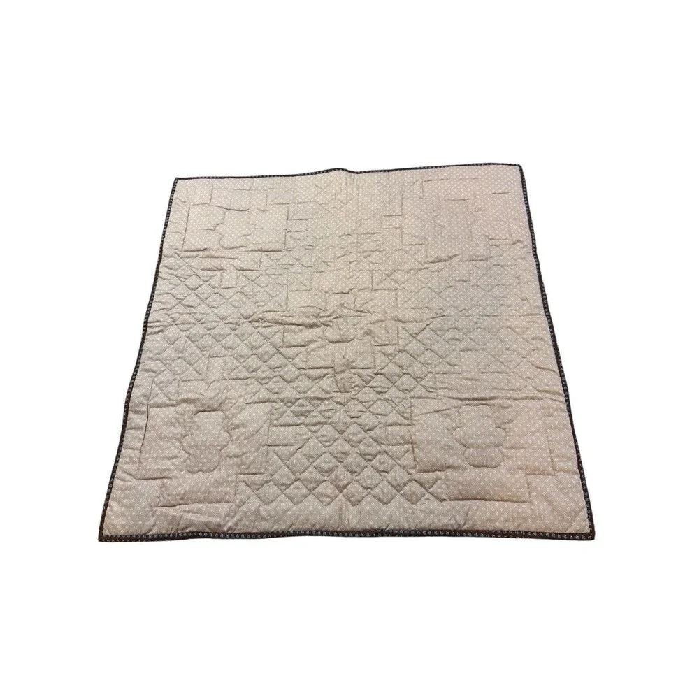 Handmade Teddy Bear Baby Quilt Blanket Blue Brown Patchwork 32x32